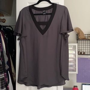 Torrid gray and black chiffon top
